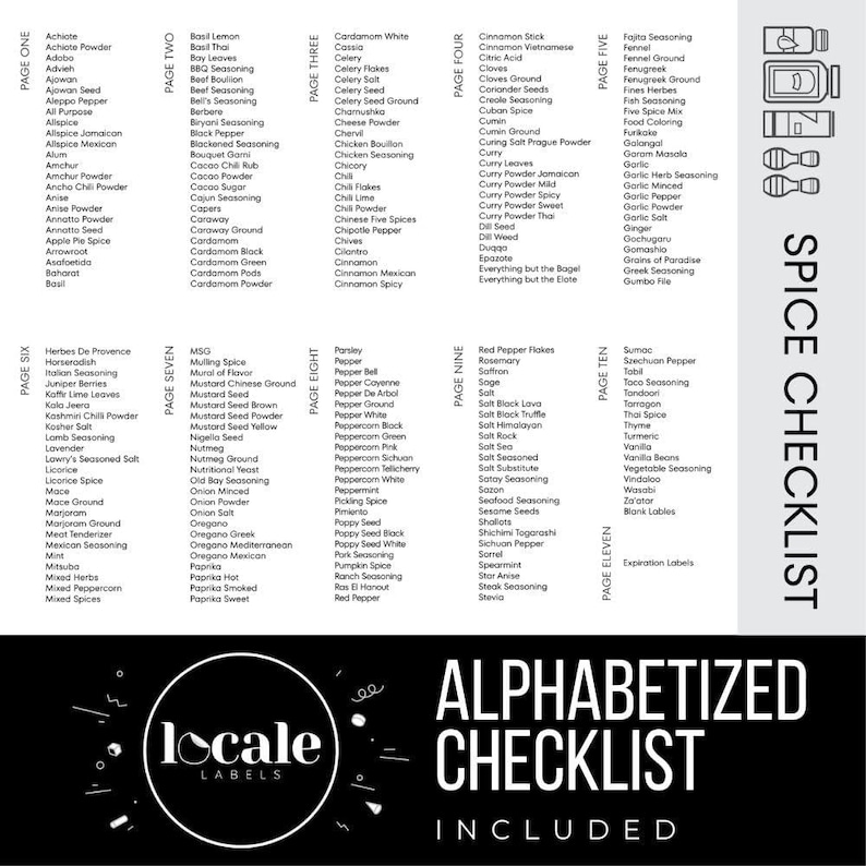 Spice Checklist.pdf 24 Modern Round Spice Jars With Labels - Etsy
