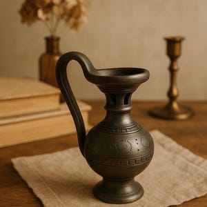 Handmade Barro Black Clay Mini Jug | Oaxacan Folk Art | Vintage Decorative Pitcher