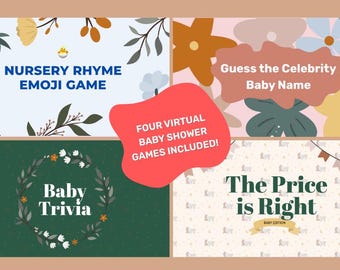 Interactive Virtual Baby Shower Games Bundle (Digital Download) Powerpoint | Google Slides