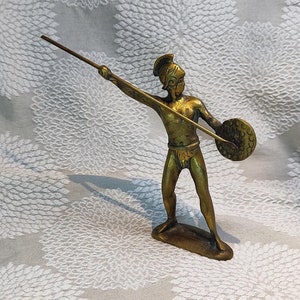 Vintage Antique Spartan Gladiator Warrior with Spear Brass, Leonidas King Of Sparta, Greek hero, Ancient Greek Warrior, Greek Statue