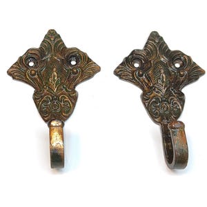 Vintage Brass Hook, Decorative Hook, Wall Hook, Metal Hook, Brass Moon Coat Hook, Brass Wall Mounted Hook, Victorian-Style Hooks
