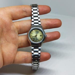 Vintage women&#39;s wristwatch Orient 3 star Crystal 21 jewels stainless steel Made in Japan wl 557lr1-00, Orient wrist watch unisex, SERVICED