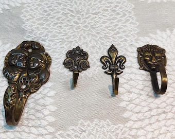 Brass Hook, Decorative Hook, Wall Hook, Metal Hook, Brass Floral Coat Hook, Brass Flower Wall Mounted Hook, Girls Room Decor