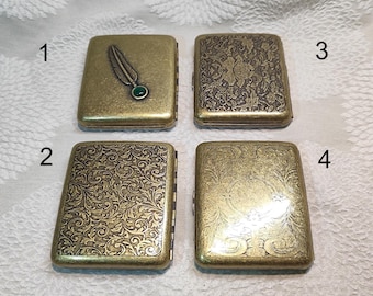 Vintage metal cigarette case, Small cigarette case, Man Tobacco box, Gold Metal cigarette case, perfect gift for smokers, Men&#39;s pocket box