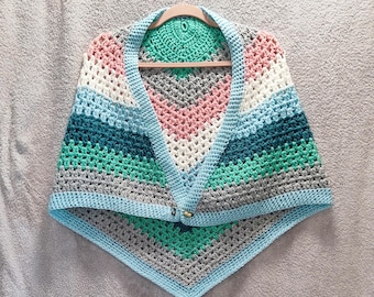 Handmade colorful Crochet Capelet, Boho Festival Shawl, Unique handmade colorful Cover-up, Crochet Multicolor Shawl