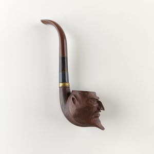 Vintage Soviet Devil Head Wooden Smoking Pipe, Soviet wooden smoking pipe devil. Mephistopheles, Vintage smoking pipe. demon. tobacco