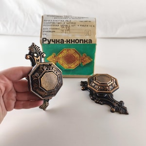 Vintage Soviet Door Handles NOS USSR Door Knobs Set With Original Box Hardware Retro Home Decor New Old Stock
