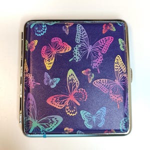 Portasigarette in metallo da donna, portasigarette vintage a forma di farfalla, scatola per tabacco, portasigarette multicolore in metallo, regalo perfetto per i fumatori