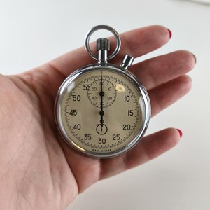 Stopwatch 2-Button Agat Watch Factory 16 Jewels Vintage Mechanical USSR, Vintage rare Chronograph Pocket Watch