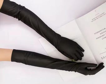 Sexy Gloves Buy Premium Quality 23-inch Fingerless Extra Long Over Elbow Satin Gloves Stretch Opera Length Bridal Wedding Halloween Costume Prom Cosplay Online In India Fingerless Gloves - Foto 2