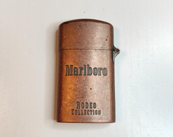 Vintage Marlboro Zippo Lighter Case – Rodeo Collection, Windproof, Refillable, Reliable, Collectible Gift for Smokers, cowboy rodeo emblem