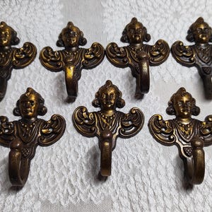 Vintage Brass Cherub Hook Hangers, Angel Brass Antique Coat hooks, Wall hook, Wall Hanger, Victorian style hooks, Angel Head Coat Hangers