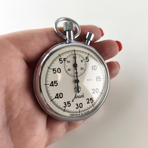 Stopwatch 2-Button Agat Watch Factory 16 Jewels Vintage Mechanical USSR, Vintage rare Chronograph Pocket Watch