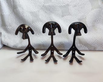 Vintage Iron Dog Hook, Cast Iron Wall Hook, Metal Home Hook, Coat rack Vintage wall hanger with hooks form dog, metal hook Clothing rack