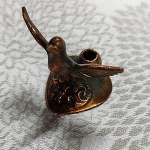 Dove Vintage Metal Bird Candlestick, Vintage Solid Bronze Dove, Solid bronze bird sculpture, Bronze Candle holder, Retro Table Candle Holder