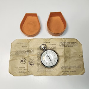 Cronómetro de 1 botón Zlatoust Watch Factory Vintage Mechanical URSS, reloj de bolsillo cronógrafo vintage raro de ágata en caja original