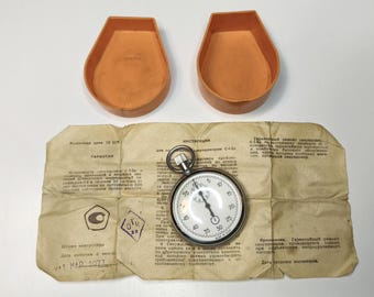 Stopwatch 1-Button Zlatoust Watch Factory Vintage Mechanical USSR, Vintage rare Chronograph Pocket Watch Agat in original case