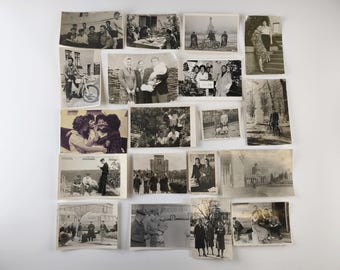 Zdjęcia czarno-białe z lat 70., Zestaw 19 starych zdjęć w dużym formacie, Fotografia vintage, Stare zdjęcia ludzi, Retro czarno-białe fotografie