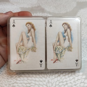 Vintage 1970s Pin-Up Playing Cards Set by Walter Krauss, Unopened GDR Double Deck (2x55 Cards) in original Packaging, Adult playing cards