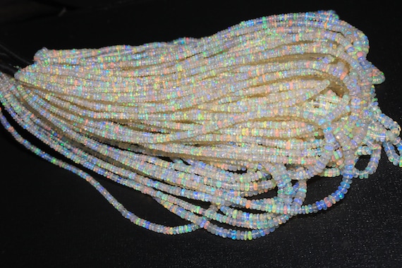 Ethiopian Opal Rondelle Beads, Multi Fire, 3-5 mm