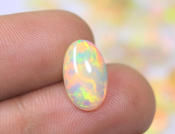 Genuine Colorful Opal Cabochon, 2.20 Carat Natural Fire Ethiopian Opal Gemstone For Jewelry