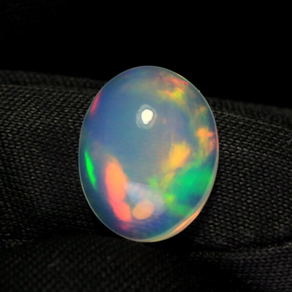 Ethiopian Welo Opal Cabochon, Multi Fire Gemstone, 1.80 CT (11x9x4 MM)