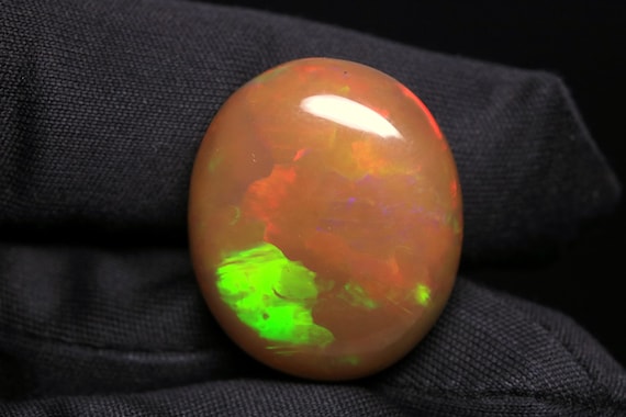 Ethiopian Opal Cabochon: 16.45 CT Oval Shape Multi Fire Brown Opal Gemstone for Jewelry