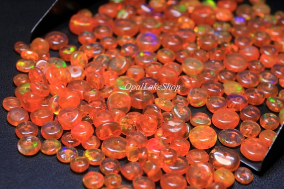 Orange Ethiopian Opal Beads: 3-5mm Rondelle Welo Fire Gemstone