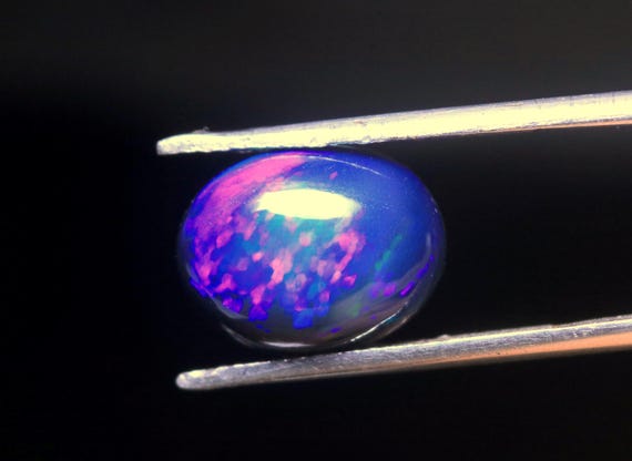 Welo Black Opal Cabochon, AAA Ethiopian Gemstone, October Birthstone (3.15 CT, 12.70x10x5 MM)