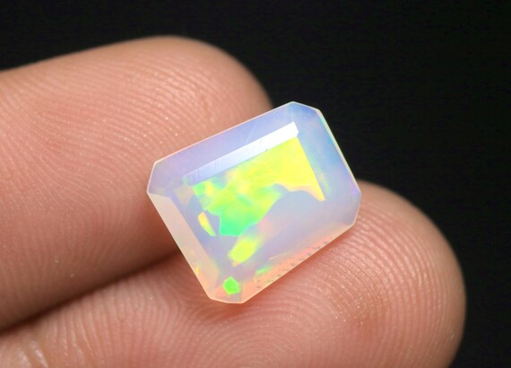 Rainbow Fire Ethiopian Welo Opal Faceted Gemstone: 2.55 CT Natural Loose Opal for Jewelry