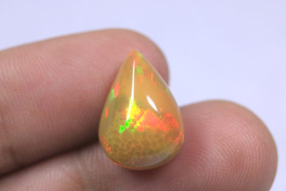 Honeycomb Ethiopian Opal Pear Cabochon, Welo Fire Loose Opal Use For Jewelry, October Birthstone