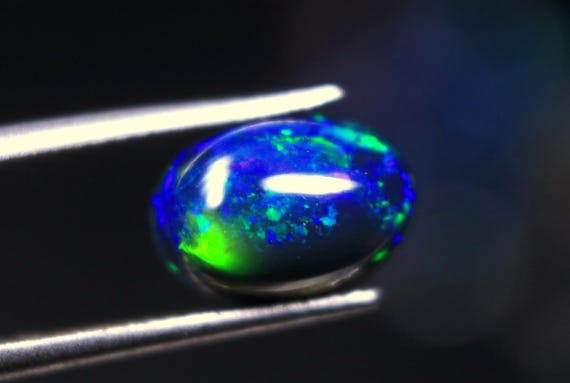 1.55 CT Oval Ethiopian Opal Cabochon, Black Opal Loose Gemstone