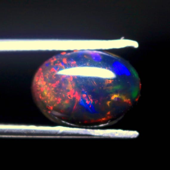 Ethiopian Welo Black Opal Cabochon: Multi-Fire Gemstone, 3.30 CT