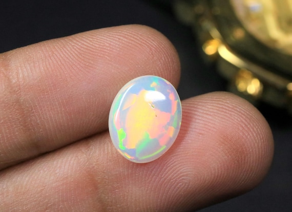 Natural Opal Cabochon, Oval Shape Fire Opal Loose Gemstone for Ring & Pendant, October Birthstone