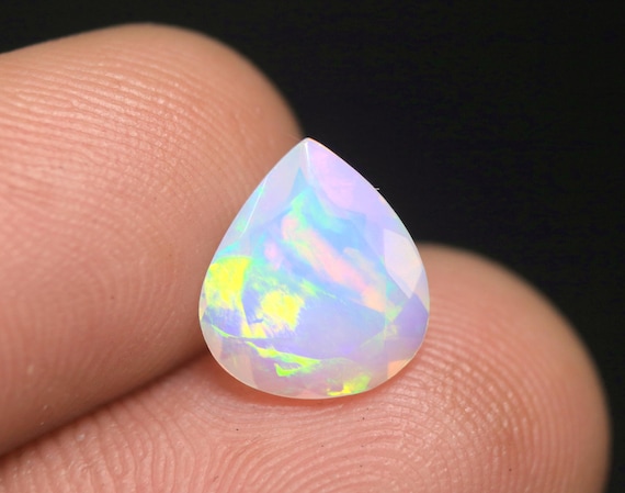 1.70 CT Natural Fire Welo Opal Loose Gemstone, Pear Ethiopian Opal Stone 10.50x9.20x4.80 MM