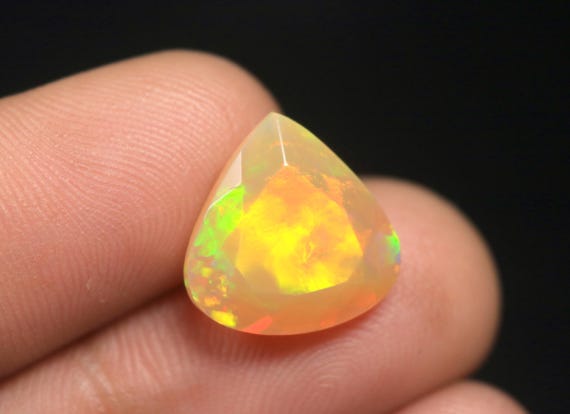 Faceted Ethiopian Fire Opal Gemstone: 4.95 CT Natural Yellow Opal Loose Stone Jewelry Making