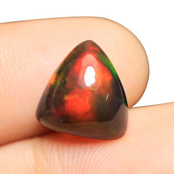 Natural Ethiopian Black Opal Cabochon: 3.60 CT Trillion Gemstone