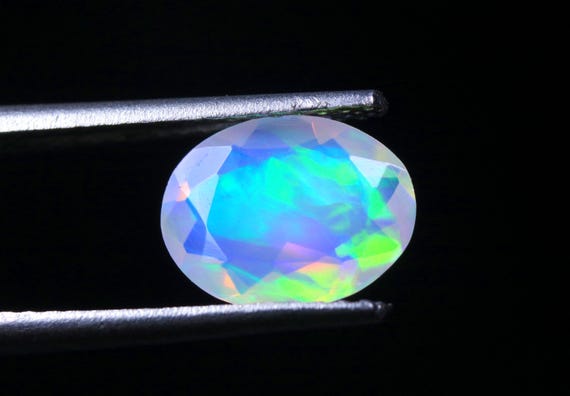 Faceted Ethiopian Opal Gemstone: Natural Welo Oval Loose Stone (9x7x3.40 MM)