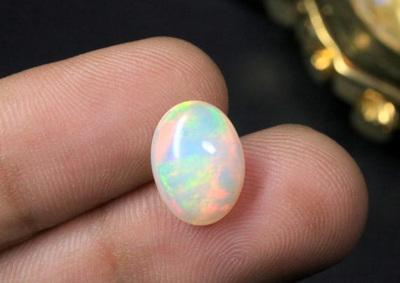 Natural White Opal Cabochon, Smooth Oval Fire Opal Loose Gemstone for Jewelry Making