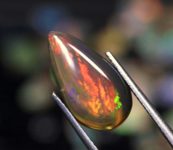3.65 CT Welo Fire Opal Cabochon: Hand Polished Ethiopian Gemstone (17x9.30x4.60 MM)