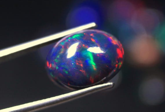 AAA Black Opal Cabochon, Natural Ethiopian Gemstone, 4.80 CT