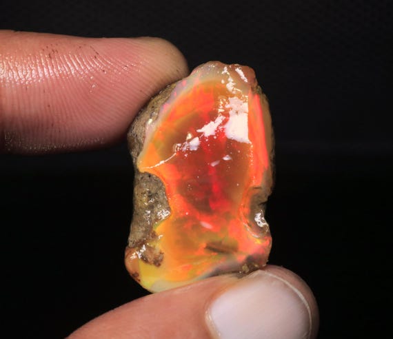 AAA Ethiopian Opal Rough, Rainbow Fire Gemstone, 26.05 CT
