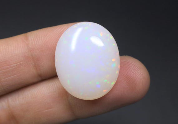 Natural Ethiopian Opal Cabochon, 26.50 Carat Pin Fire Loose Opal Gemstone for Jewelry Making
