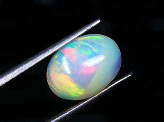 Welo Fire Opal Cabochon: 3.70 CT Hand Polished Ethiopian Gemstone