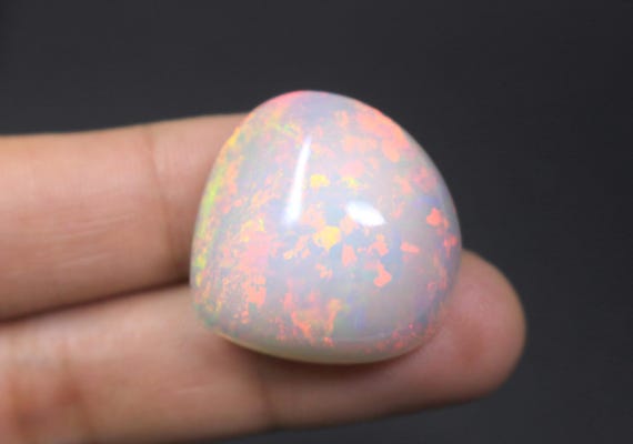 Heart Ethiopian Opal Cabochon, 55 Carat Play of Color Large Loose Gemstone For Jewelry