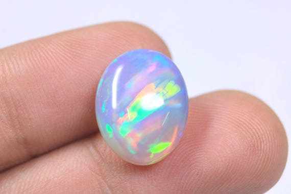 Multi Fire Opal Cabochon: 6.05 Carat  Rainbow Flashy Loose Opal Gemstone For Making Jewelry