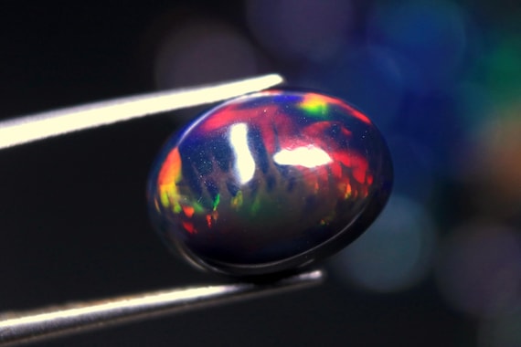 3.85 CT Oval Ethiopian Opal Cabochon, Black Opal Stone, Welo Gemstone