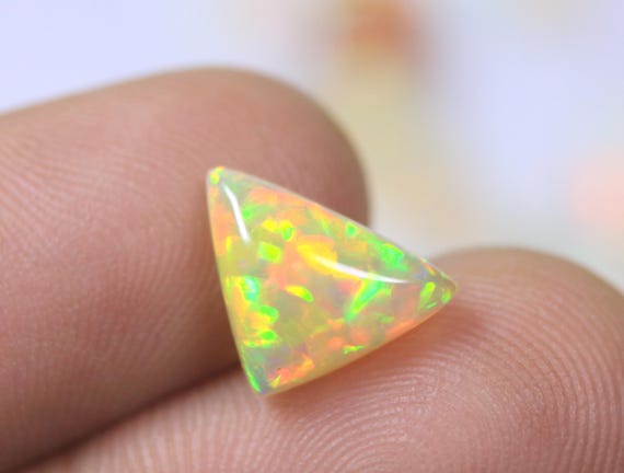 Triangle Ethiopian Opal Loose Cabochon: 2.00 CT Natural Fire Opal Gemstone For Jewelry Making