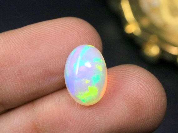 Natural Ethiopian Opal Cabochon, 3.75 CT Oval Welo Fire Gemstone for Ring