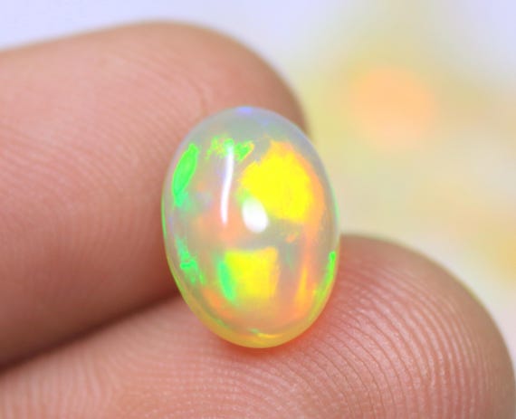 Natural Welo Fire Opal Cabochon, AAA Grade Oval Ethiopian Opal Gemstone (2.45 Carat)